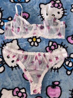 Sheer strawberry lingerie set
